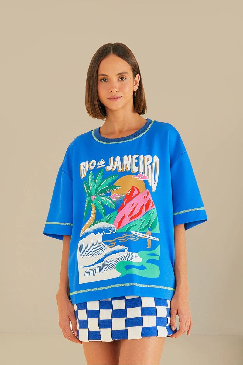 Locker geschnittenes T-Shirt mit Tropen-Print
