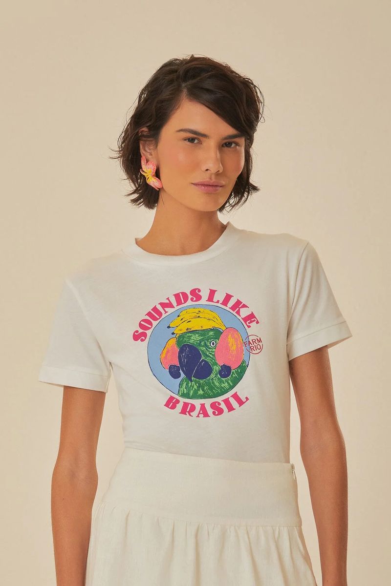 T-Shirt aus Bio-Baumwolle mit Papageien-Print