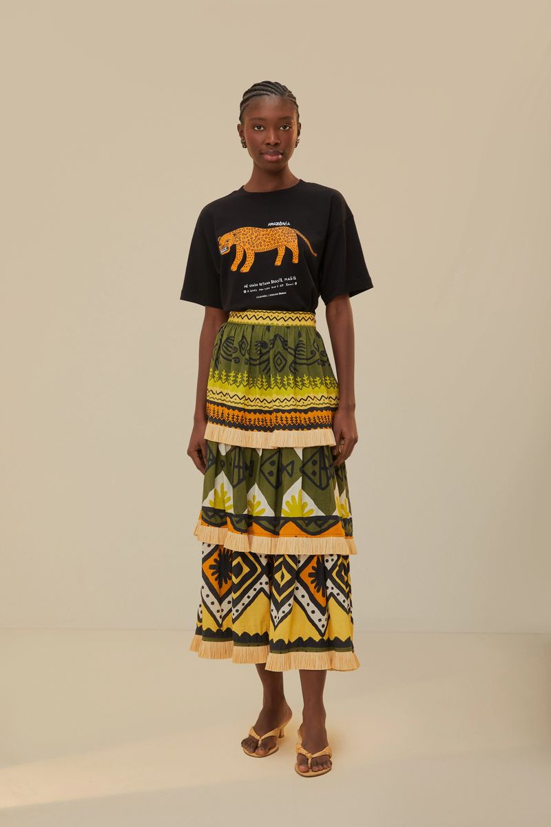 Leinen-T-Shirt mit Amazonia-Grafikprint