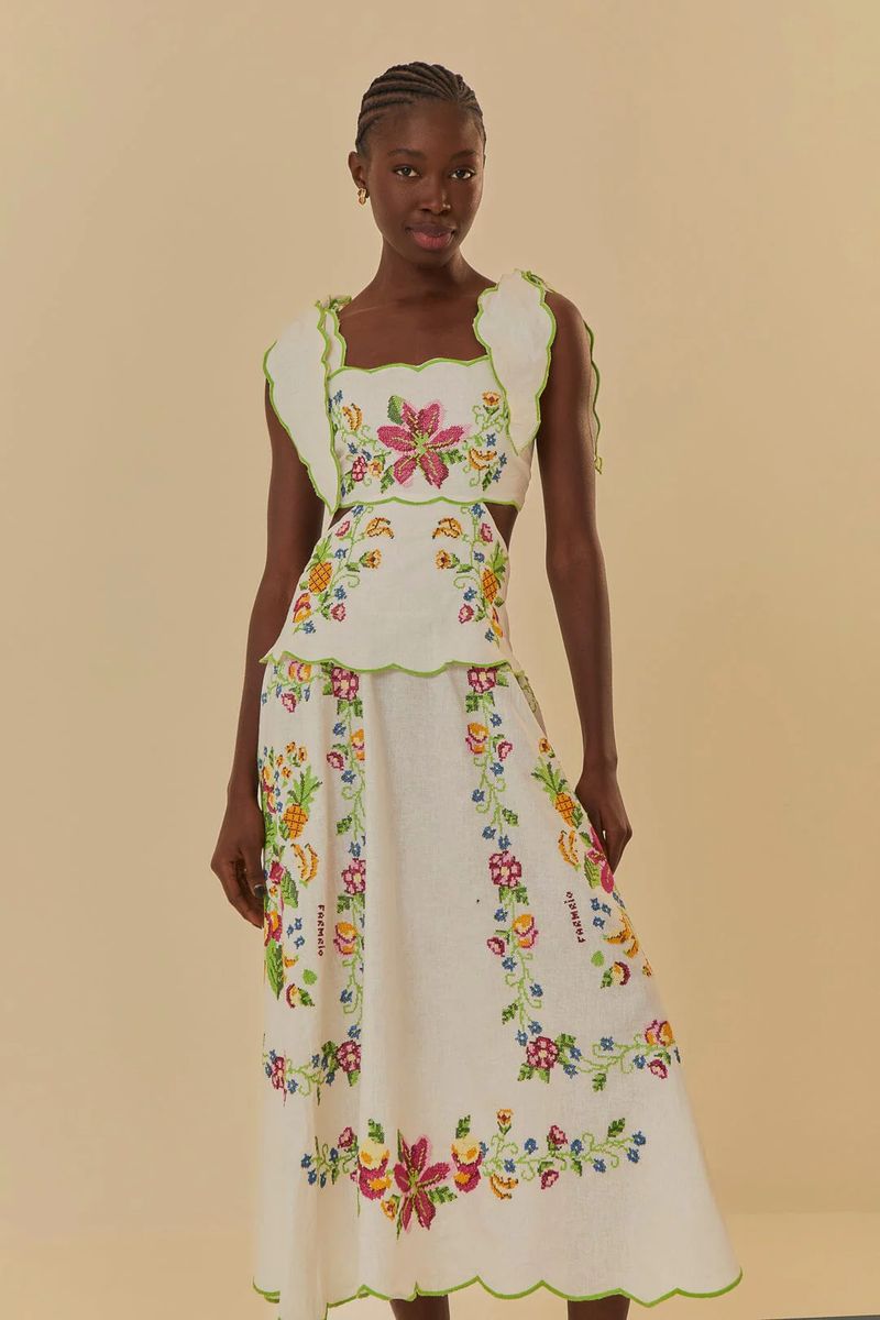Besticktes Maxi-Kleid Tropical Romance