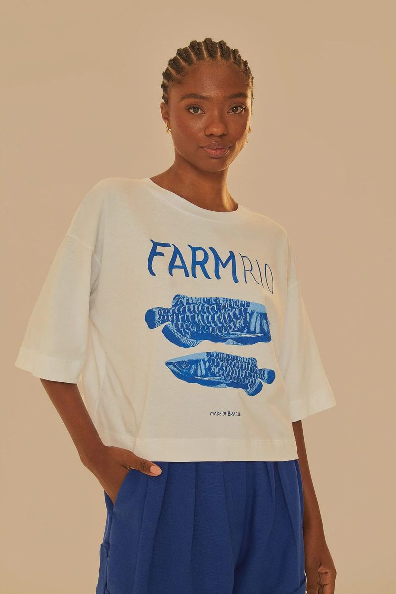 T-Shirt aus Bio-Baumwolle mit Fisch-Grafik