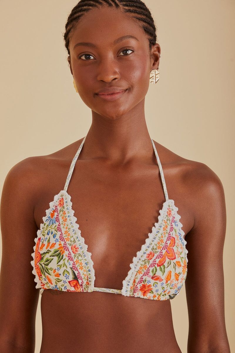 Häkel-Bikini-Oberteil mit Blumenmuster