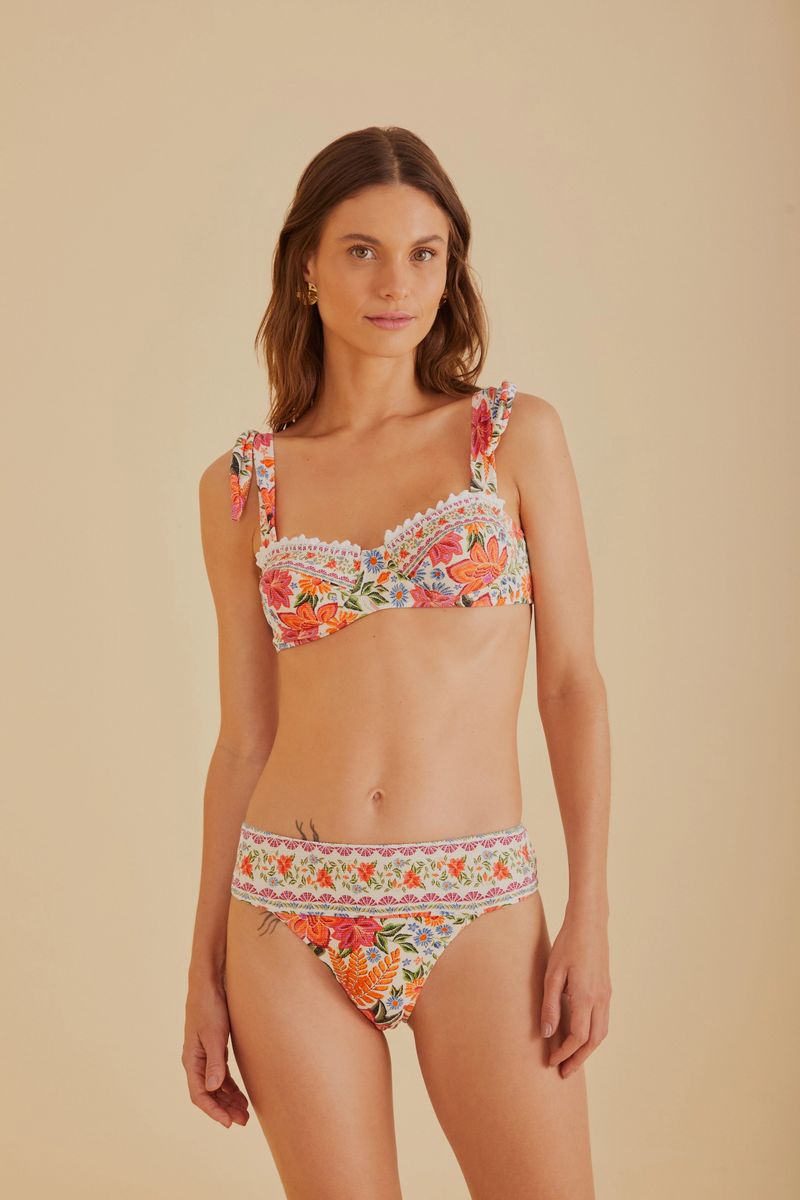 Bikini-Oberteil mit Bügel und Botanik-Print