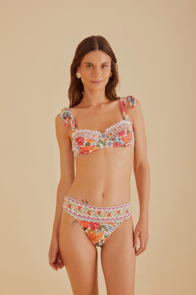 Bikini-Hose mit tropischem Blumenmuster