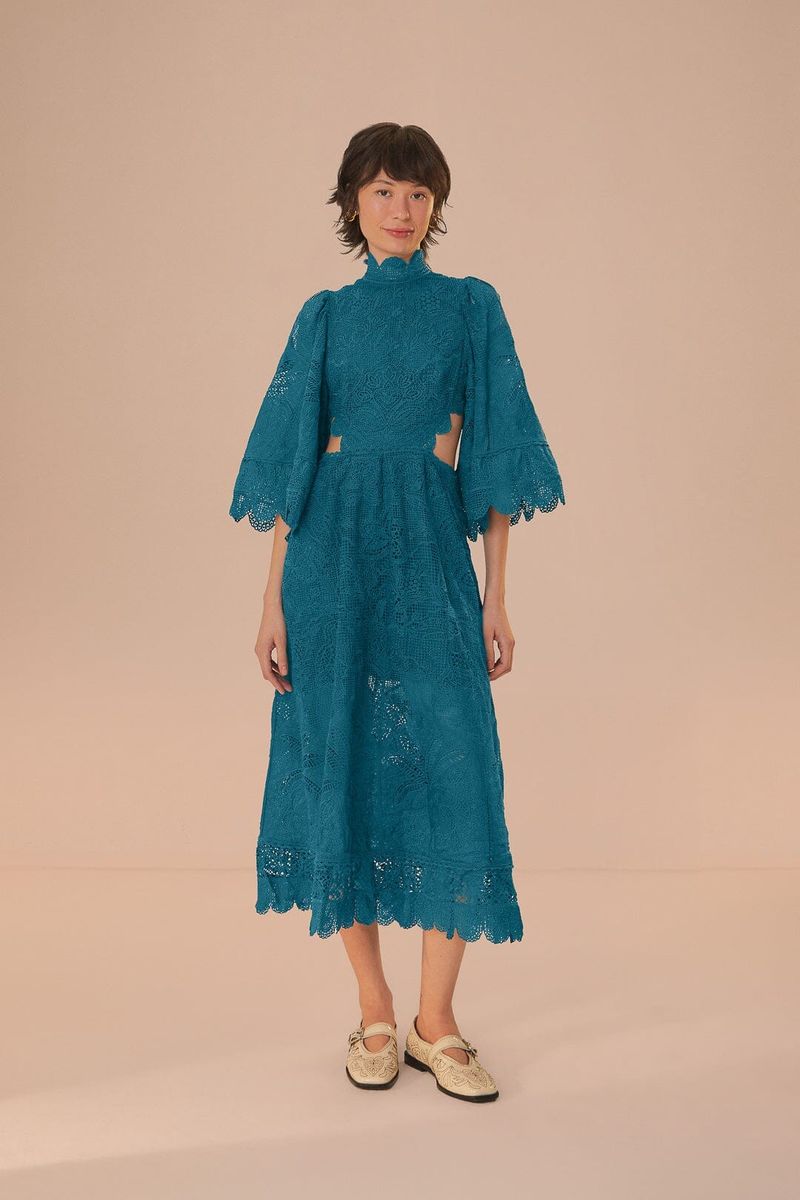Guipure-Spitzenkleid mit Taillen-Cut-Outs