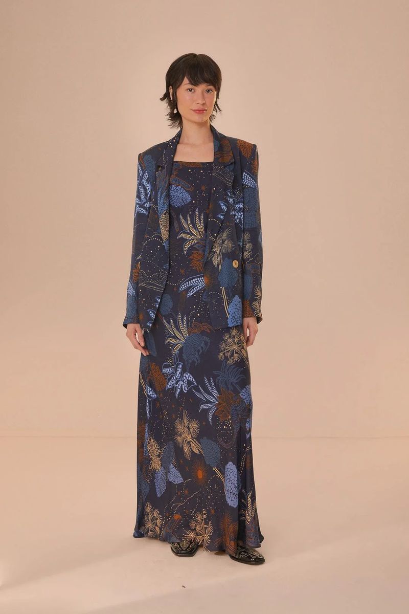 Slip-Kleid mit Night-Jungle-Muster