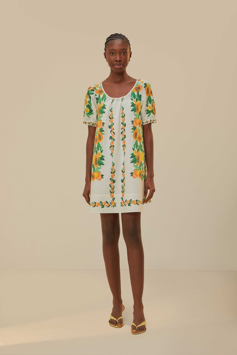 Minikleid mit tropischem Papaya-Print