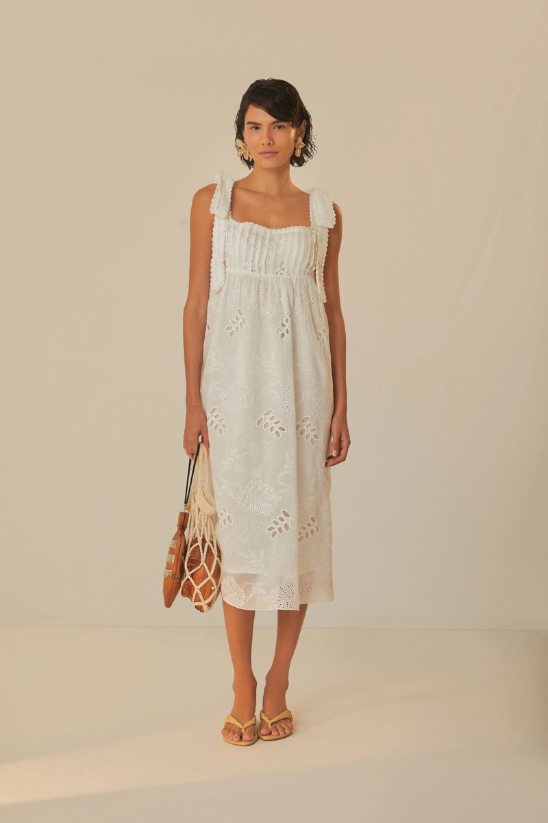 Besticktes Midi-Kleid mit Rüschen