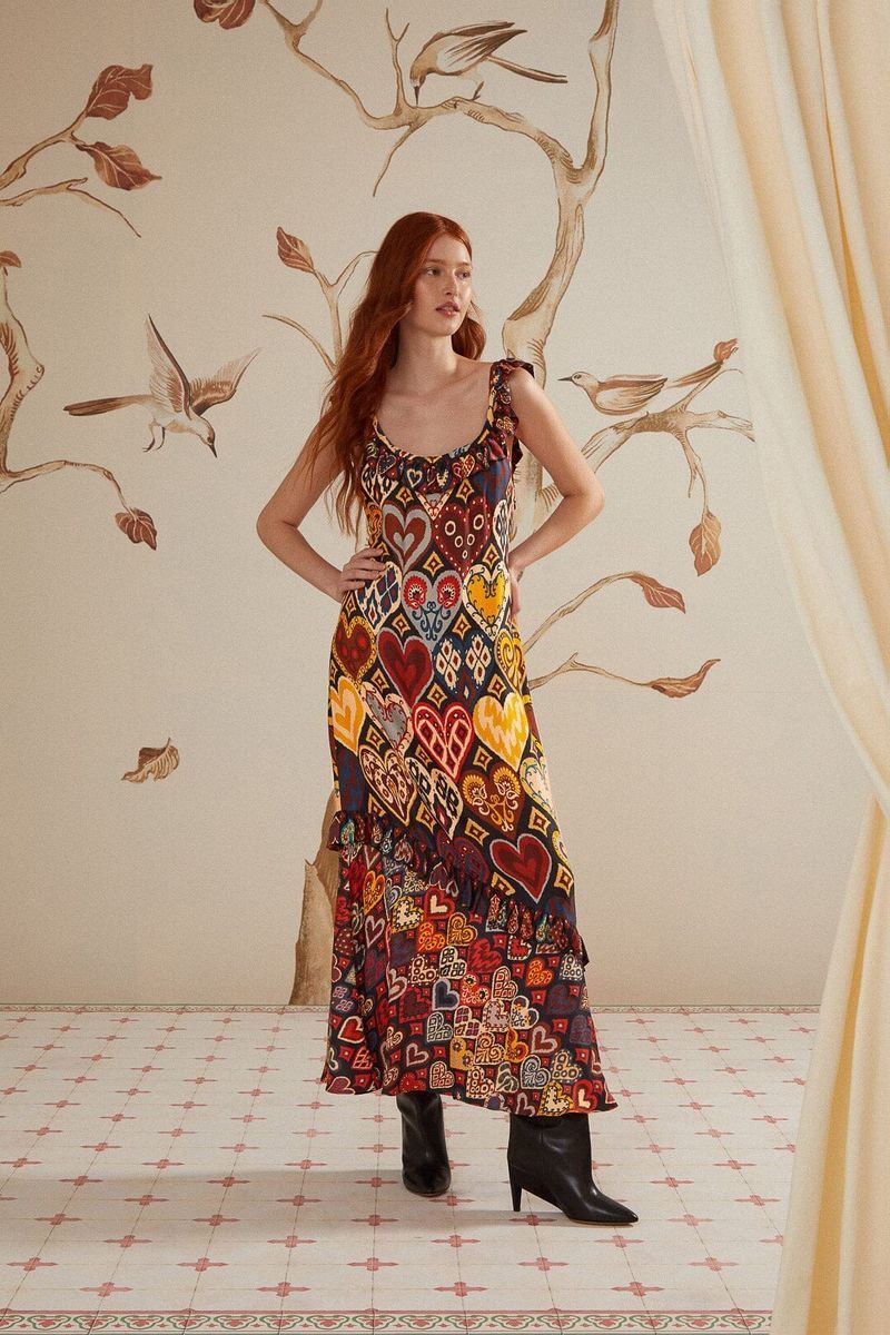 Maxikleid mit Herz-Ikat-Print