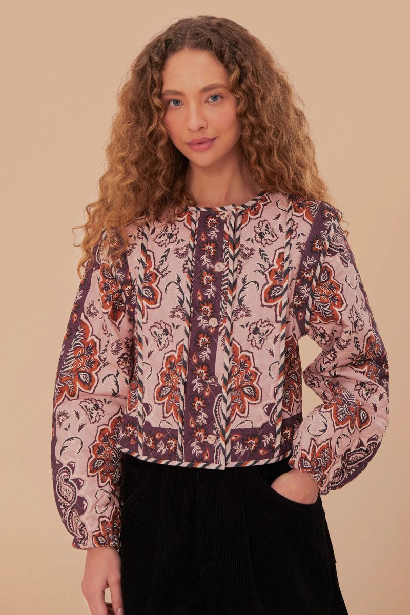 Gesteppte Jacke mit Tapisserie-Print