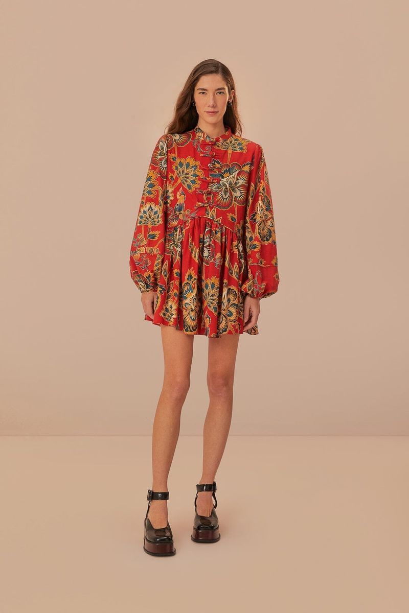 Florales Minikleid mit Ballonärmeln