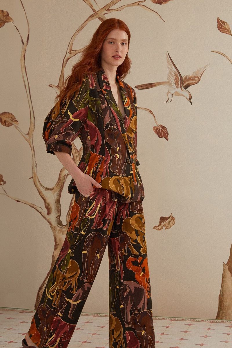 Weite Hose mit fantasievollem Elefanten-Print