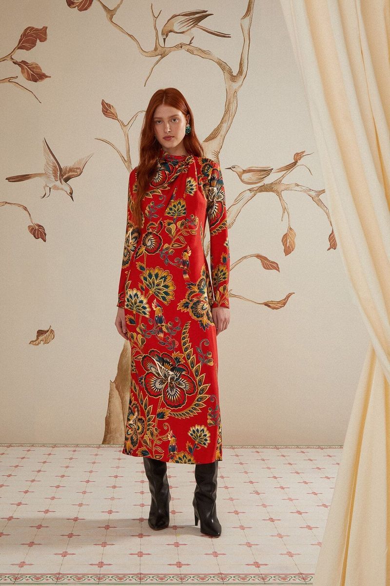 Midikleid mit botanischem Print