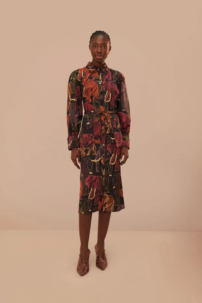 Midikleid mit verspieltem Elefanten-Print