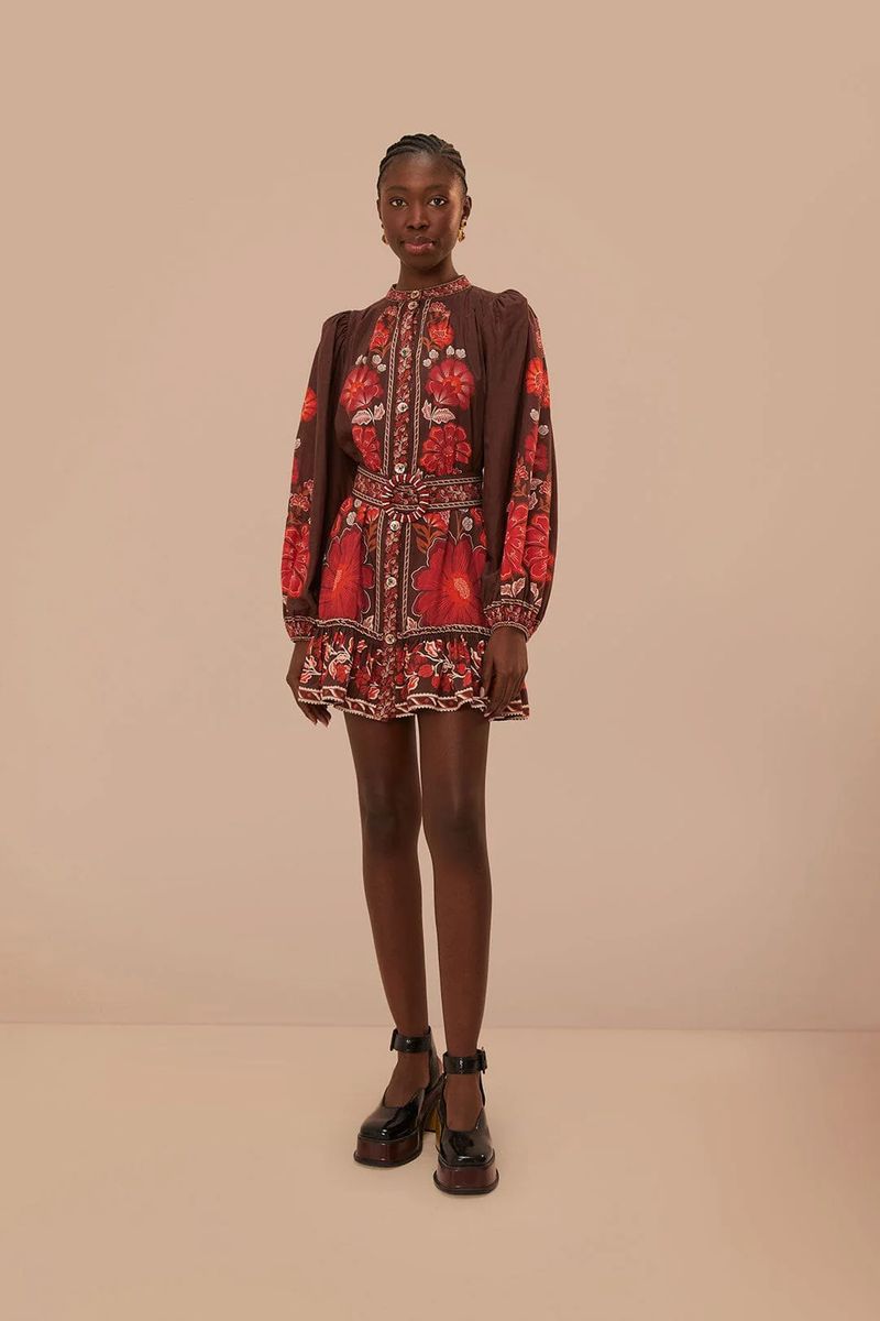 Mini-Kleid mit floralem Gobelin-Muster