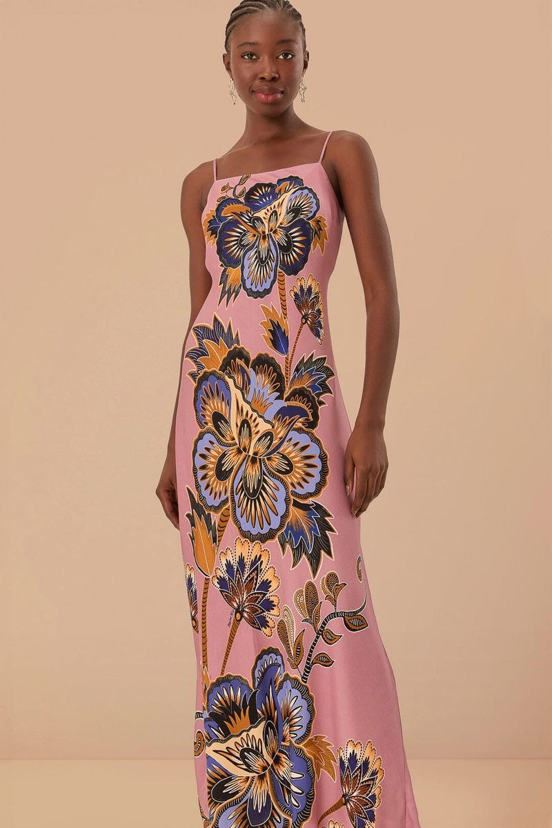 Maxikleid mit auffälligem Blumenmuster