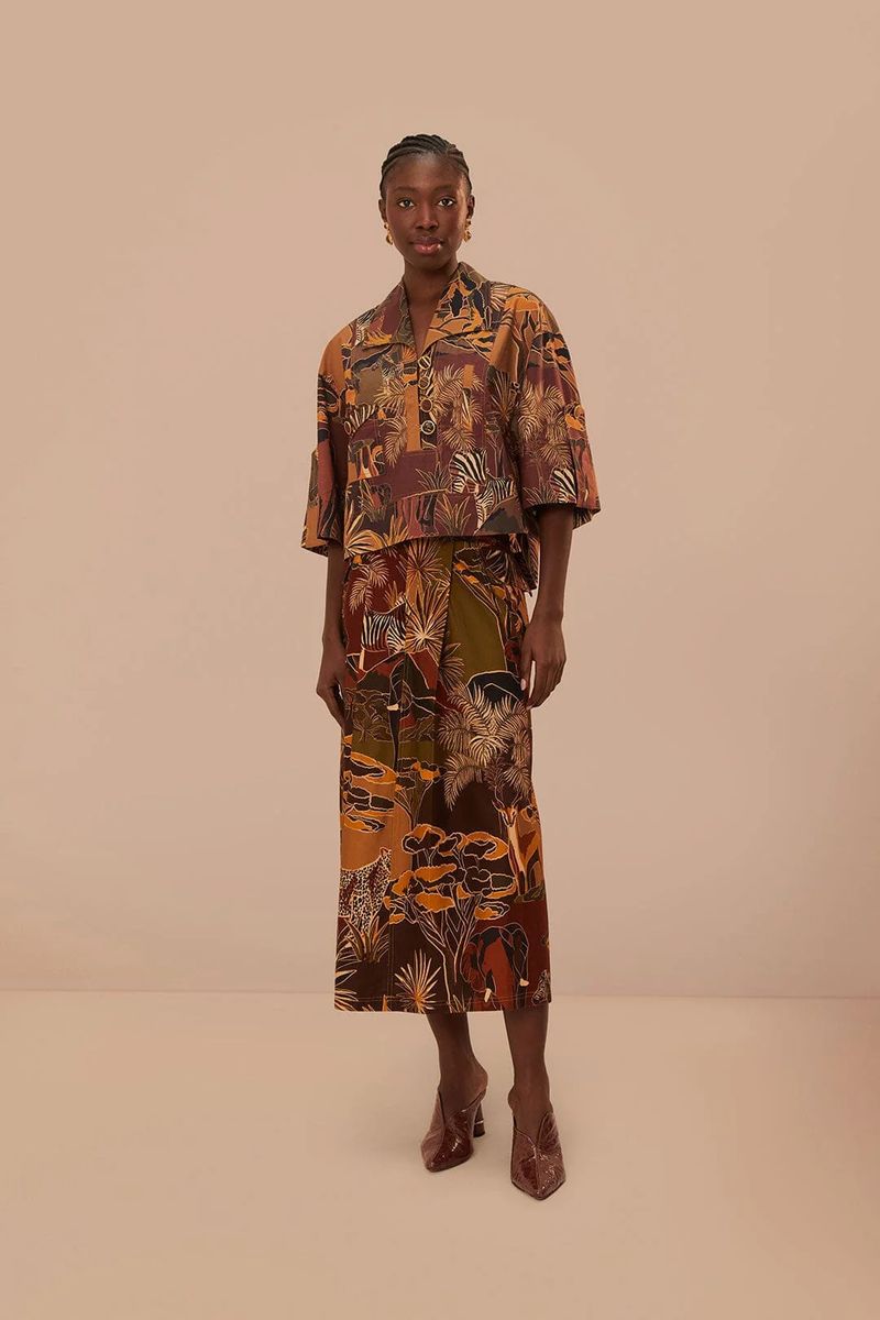 Utility-Bluse mit Savannen-Print