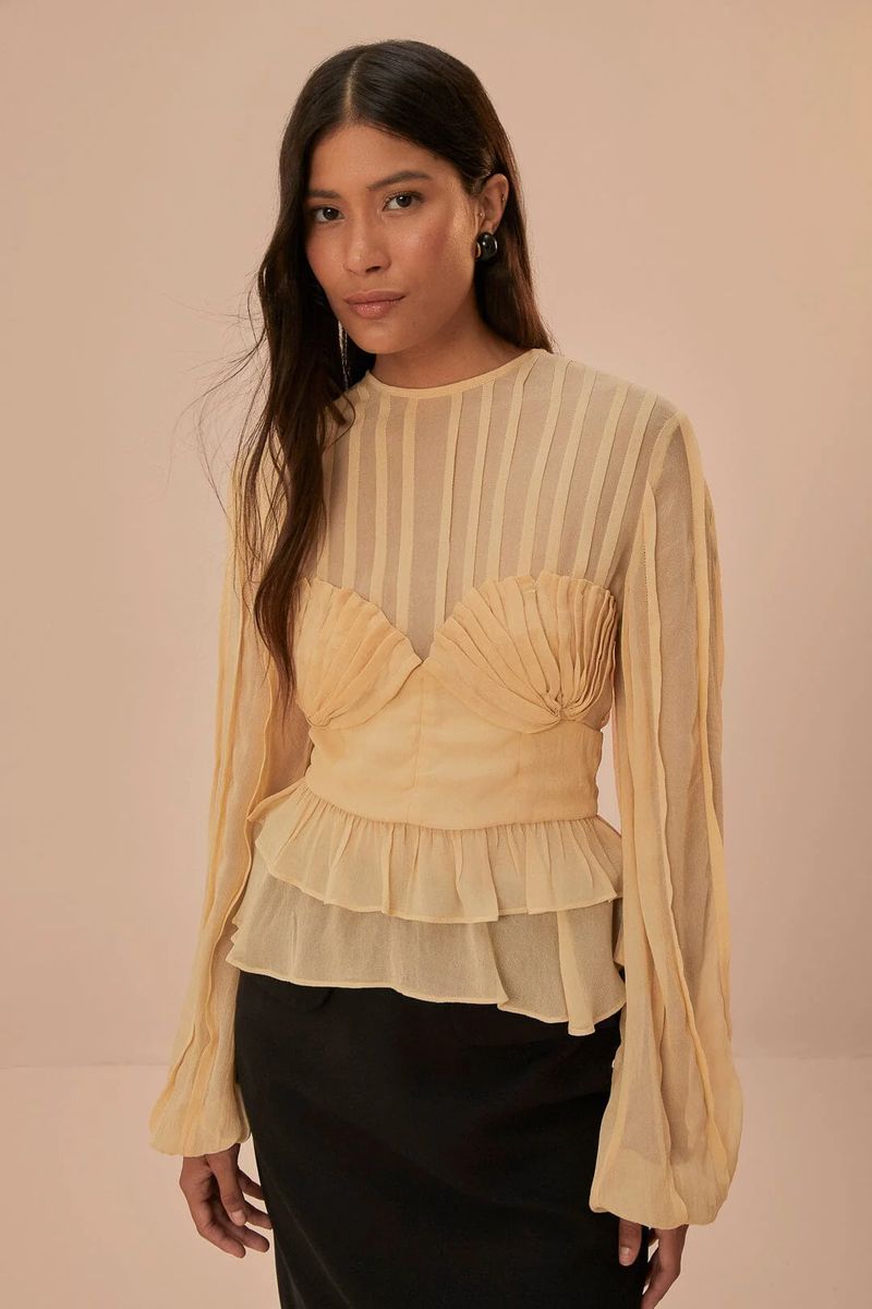 Elegante Schößchenbluse mit Muschel-Dekolleté