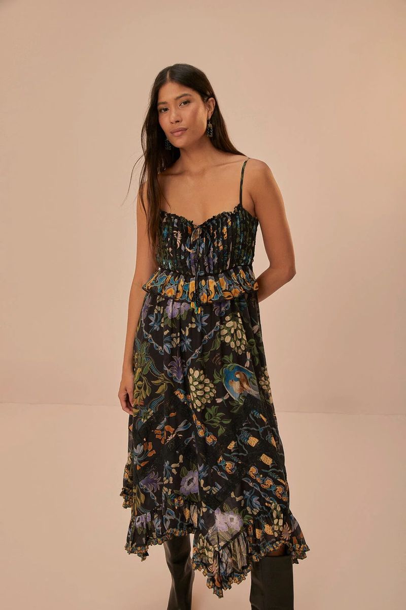 Midikleid mit botanischem Print