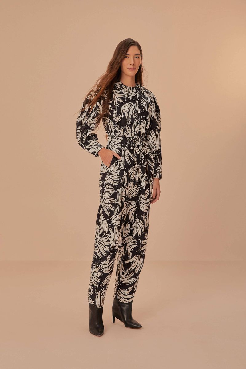 Baumwoll-Jumpsuit mit künstlerischem Bananen-Print