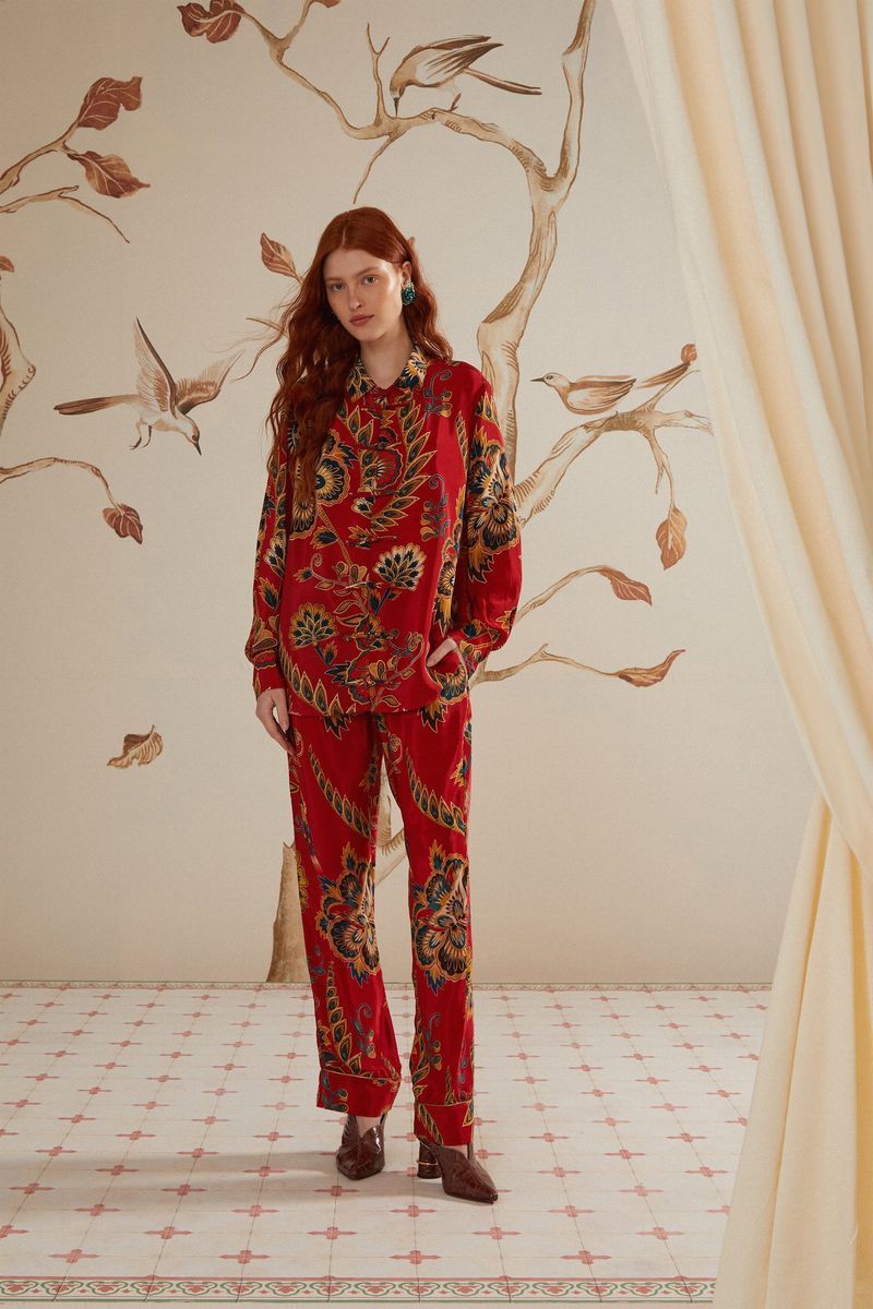 Weite Loungewear-Hose mit Blumendruck