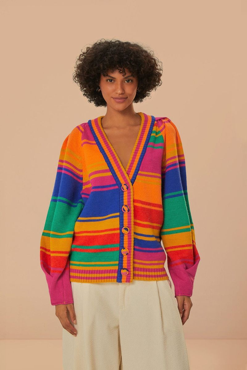 Farbenfroher Cardigan mit V-Ausschnitt
