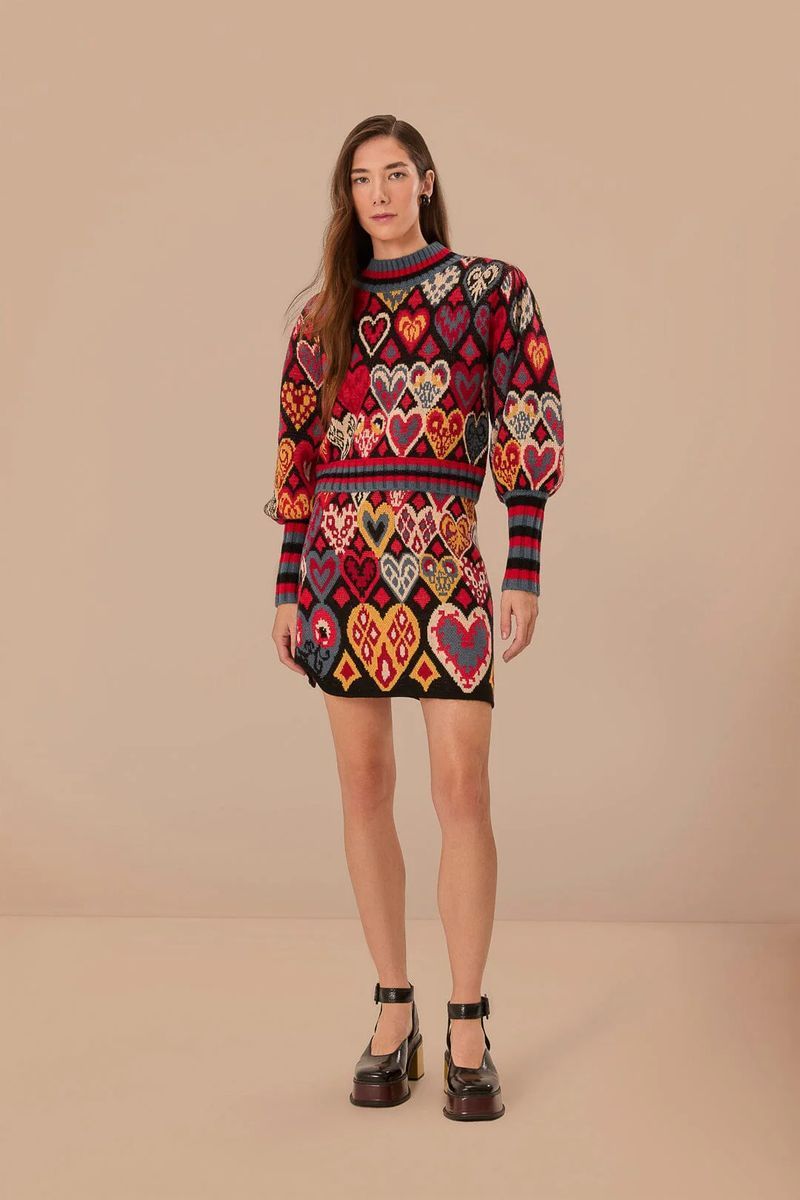 Strickpullover mit Ikat-Herzmotiv