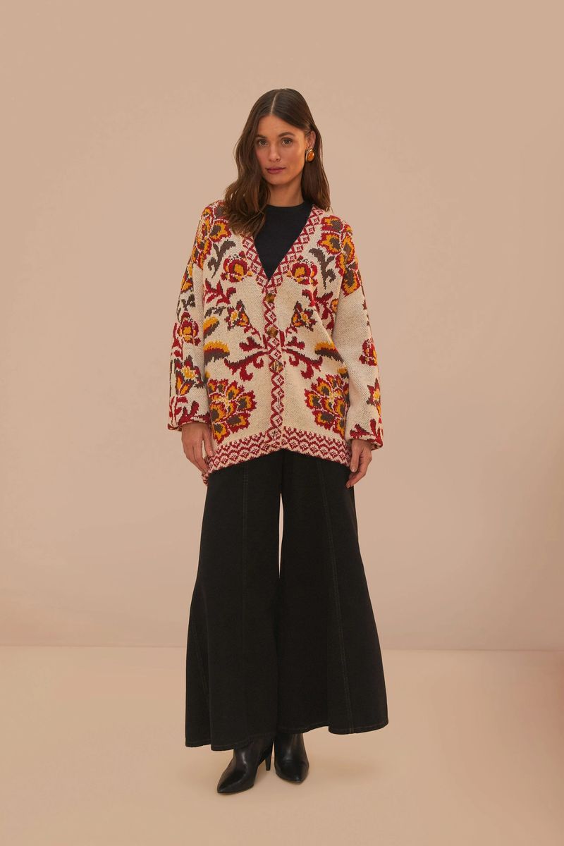 Strickjacke mit lebhaftem Tukan-Print
