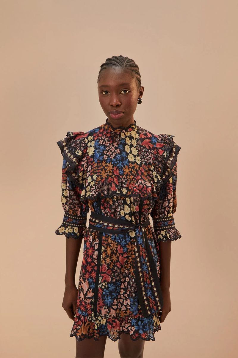 Boho-Minikleid mit Rüschen