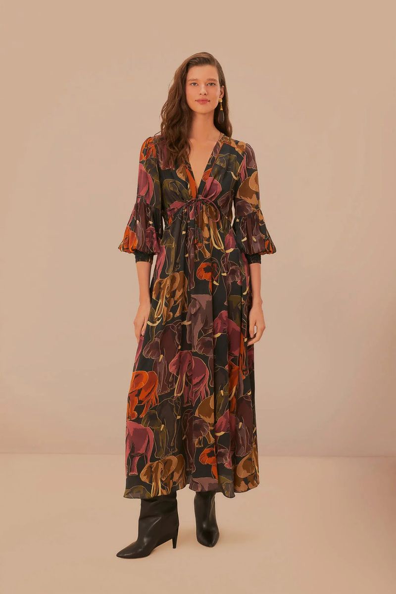 Maxikleid mit Elefanten-Muster