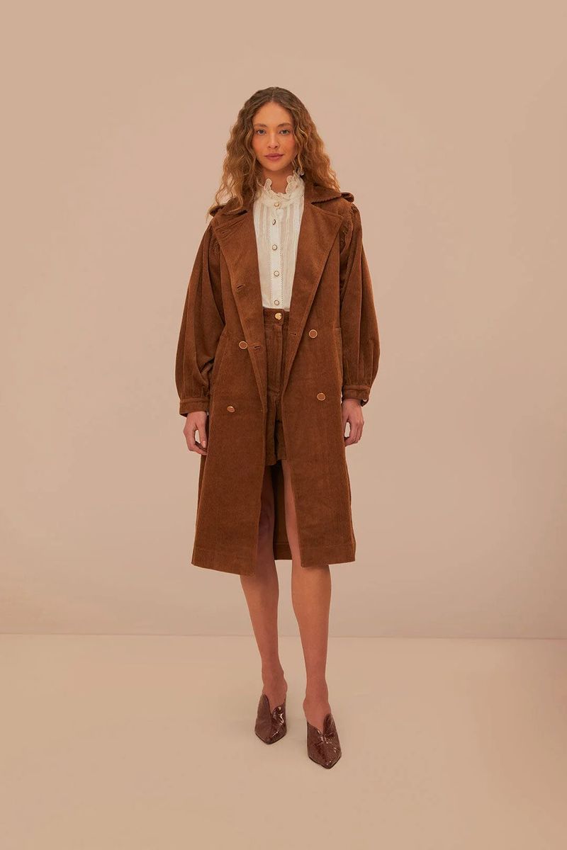 Zweireihiger Cord-Trenchcoat