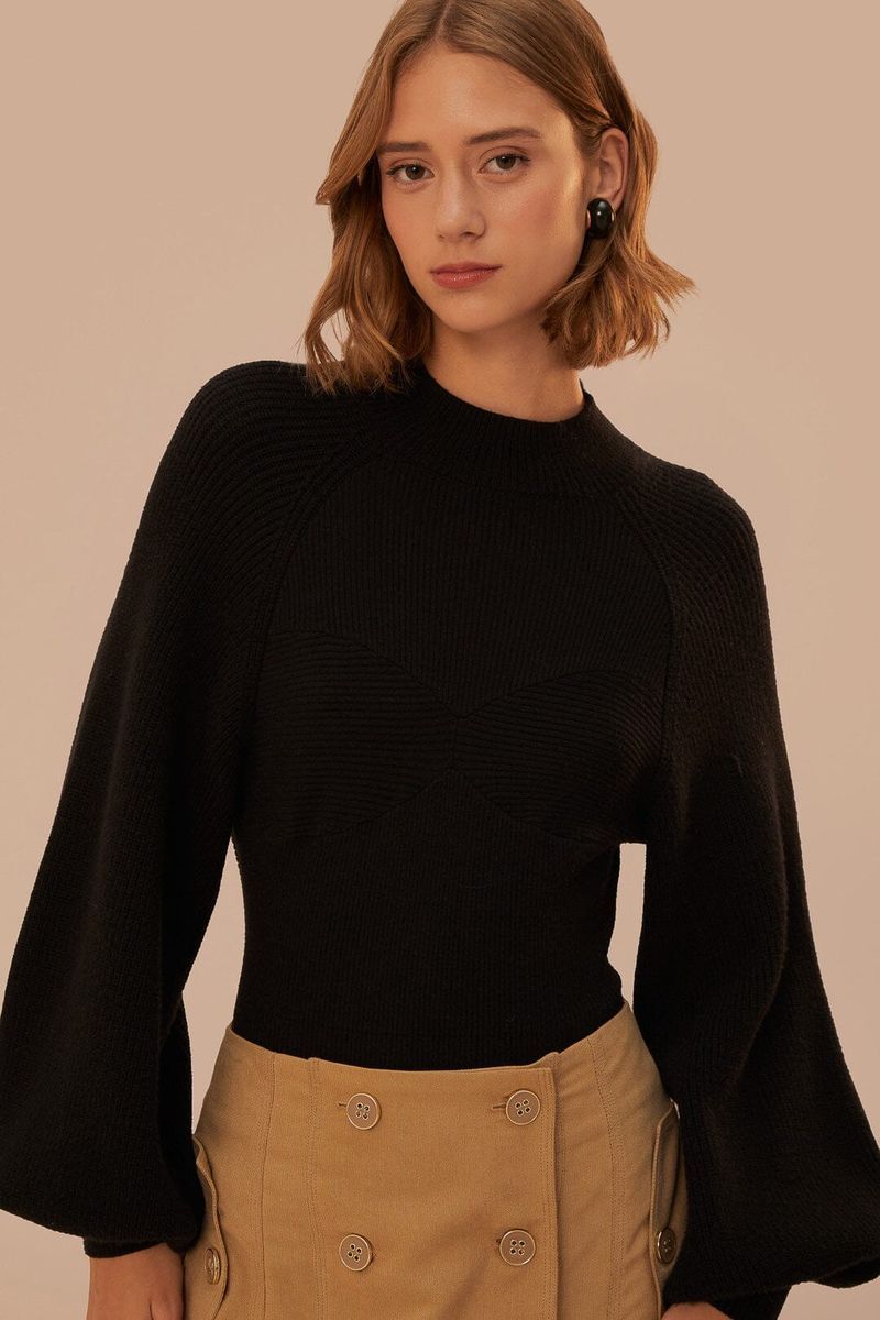 Eleganter Strickbody mit Ballonärmeln