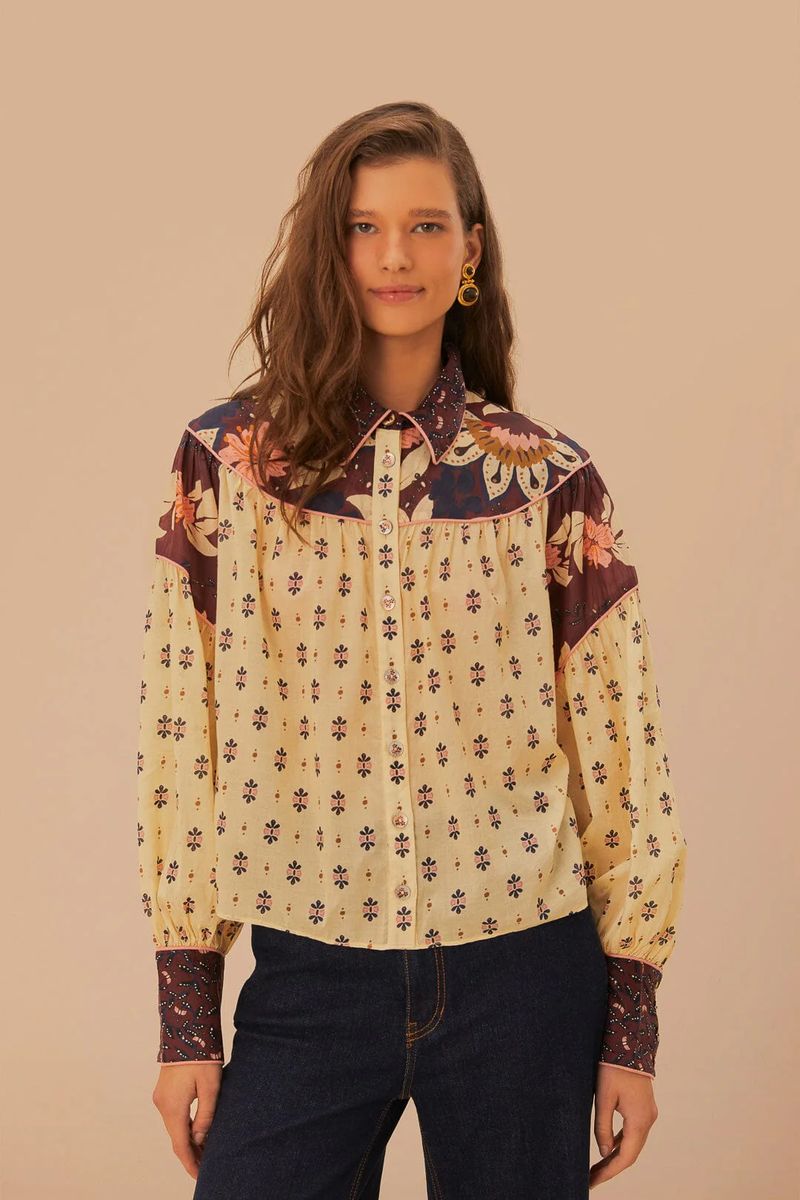 Bohemische bestickte Bluse im Western-Stil