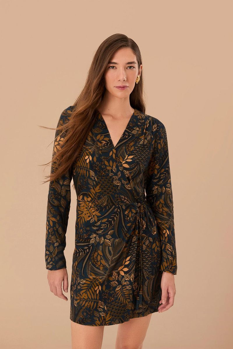 Wickel-Minikleid mit Waldmuster