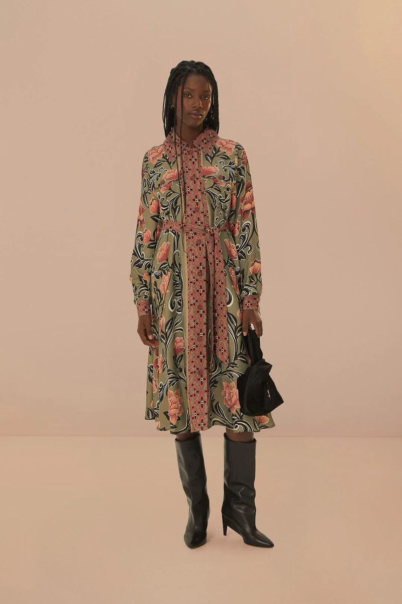 Arabesken-Midikleid mit Blumenmuster