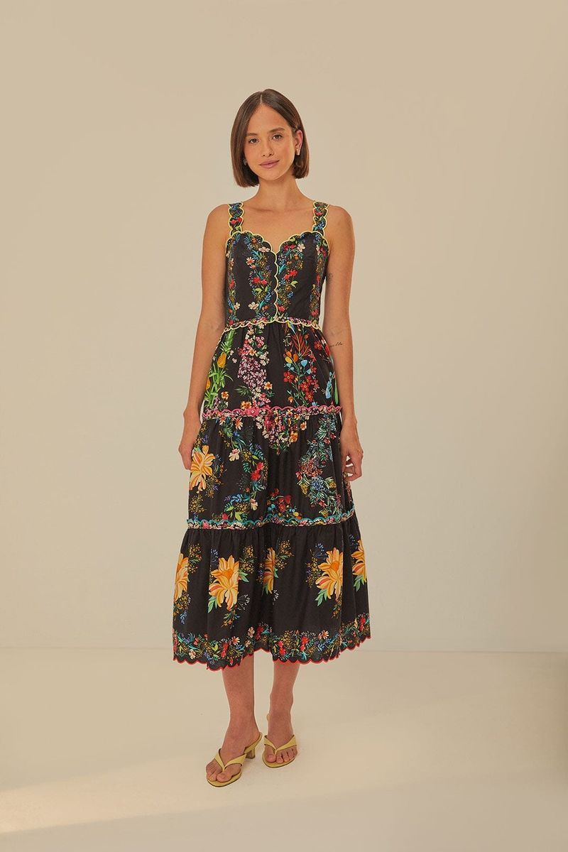Gestuftes Maxikleid mit Blumenmuster