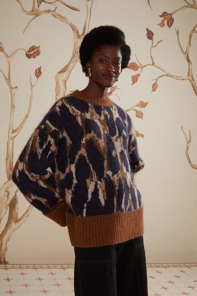 Strickpullover mit eklektischem Leopardenmuster