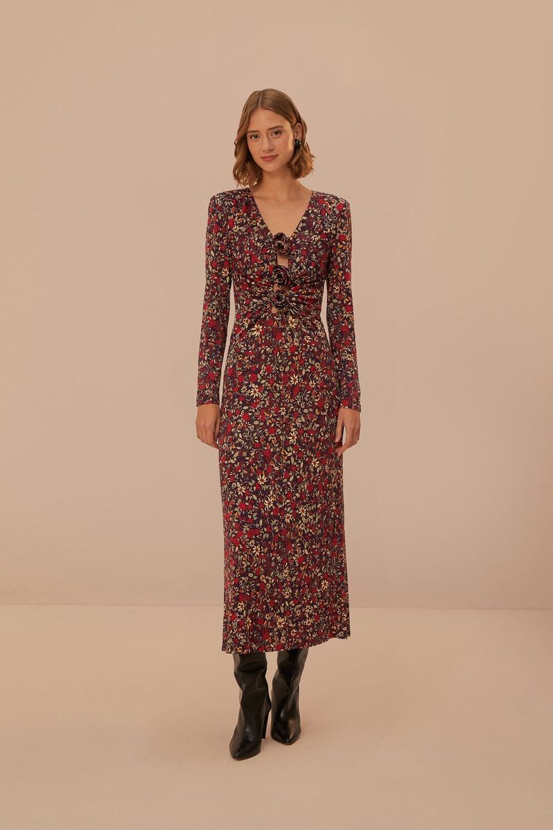 Langärmliges Maxikleid mit Blumenmuster