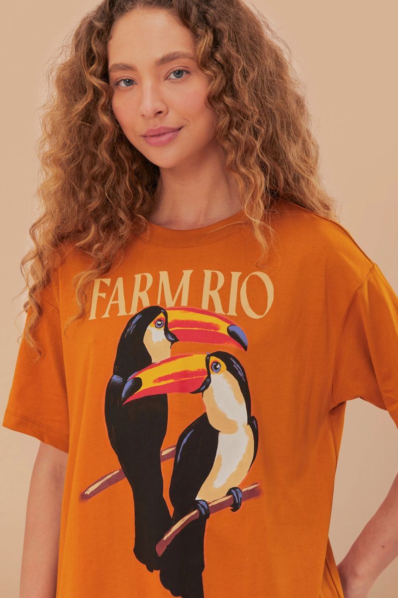 Lockeres Baumwoll-T-Shirt mit Tukan-Print