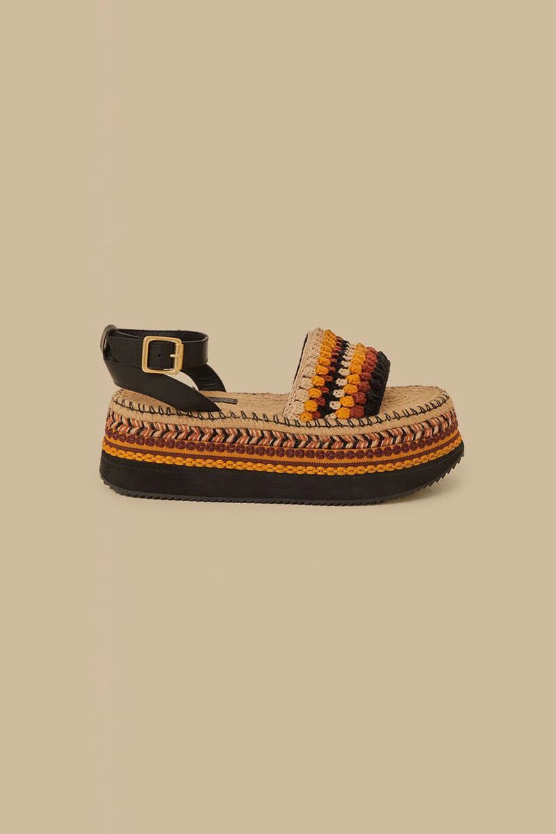 Häkel-Espadrille-Plateausandalen