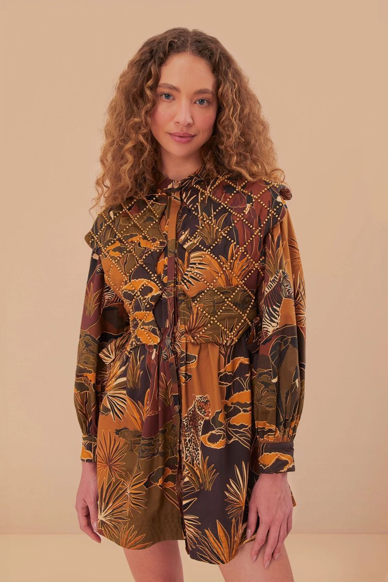 Kurzes Kleid mit botanischem Matelassé-Einsatz