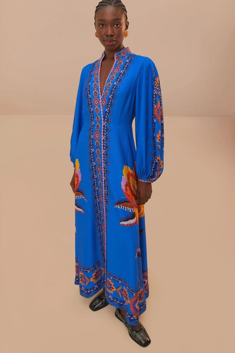 Maxikleid mit floralem Tapisserie-Muster