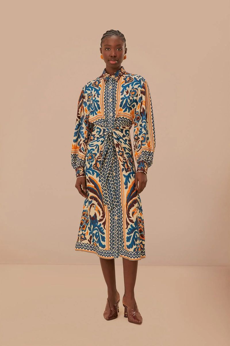 Midikleid mit Tukan-Print im Schal-Design