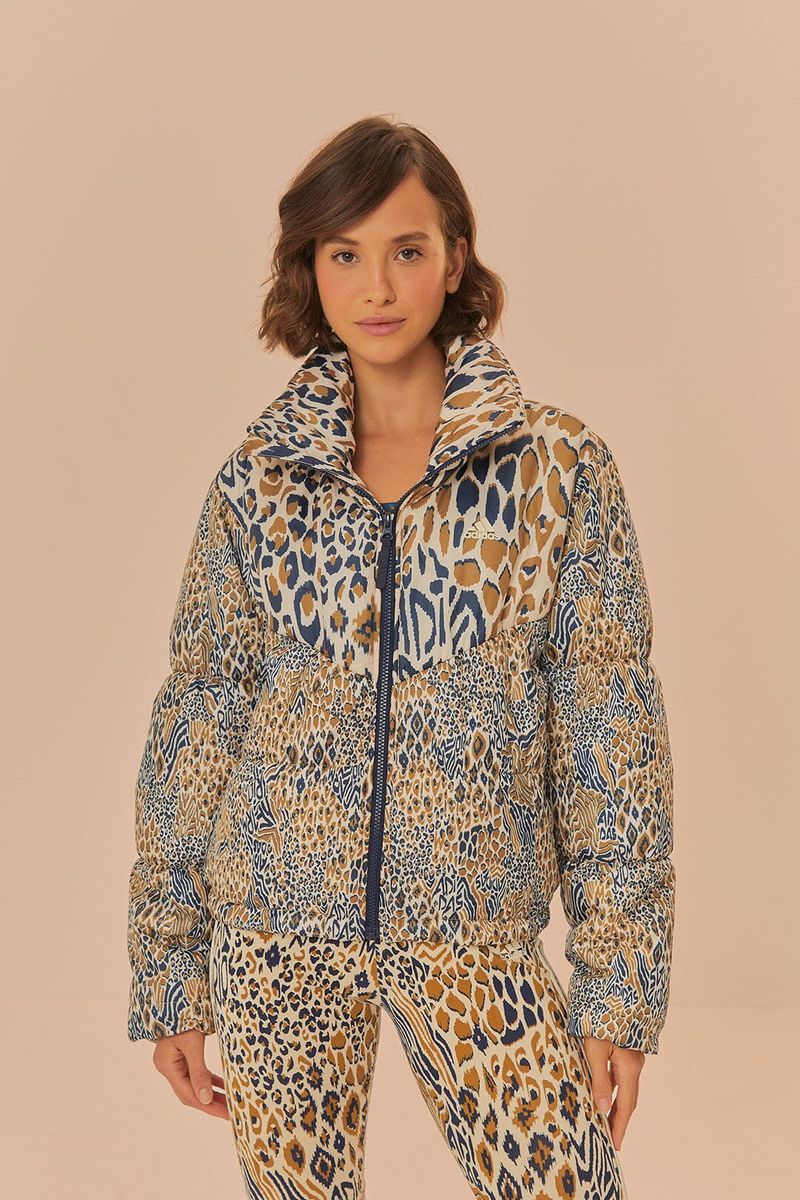 Gesteppte Steppjacke mit Tierprint