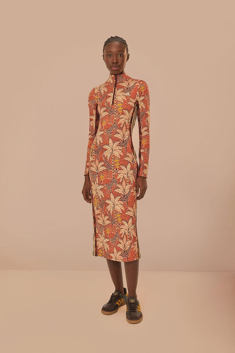Midi-Kleid mit tropischem Print