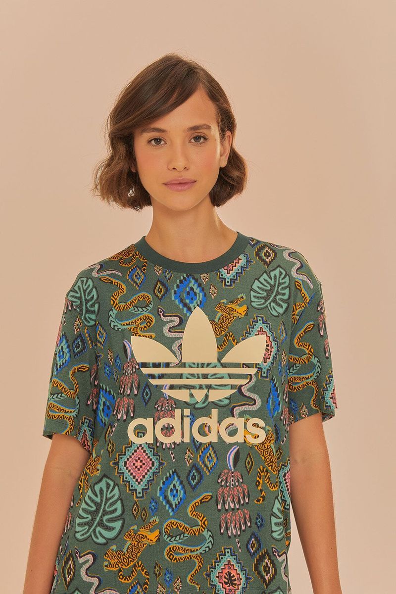 T-Shirt mit tropischem Grafik-Trefoil