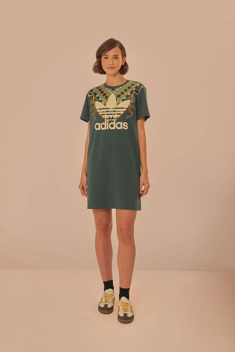 T-Shirt-Kleid mit tropischem Logo-Print
