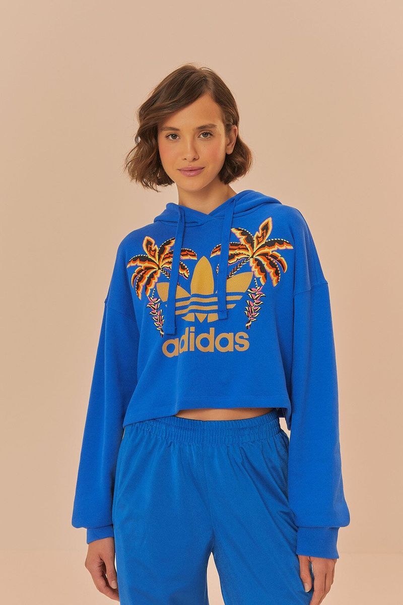 Cropped-Hoodie mit Tropen-Print