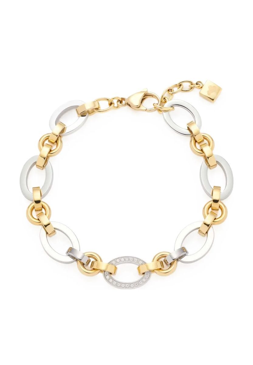 Zweifarbiges Chunky-Gliederarmband mit Zirkonia