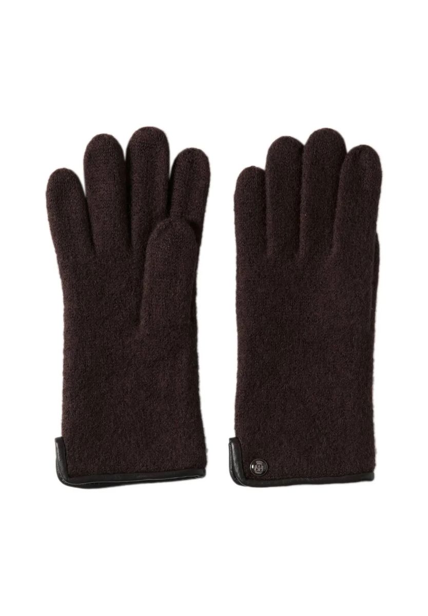 Wollhandschuhe mit Leder-Besatz